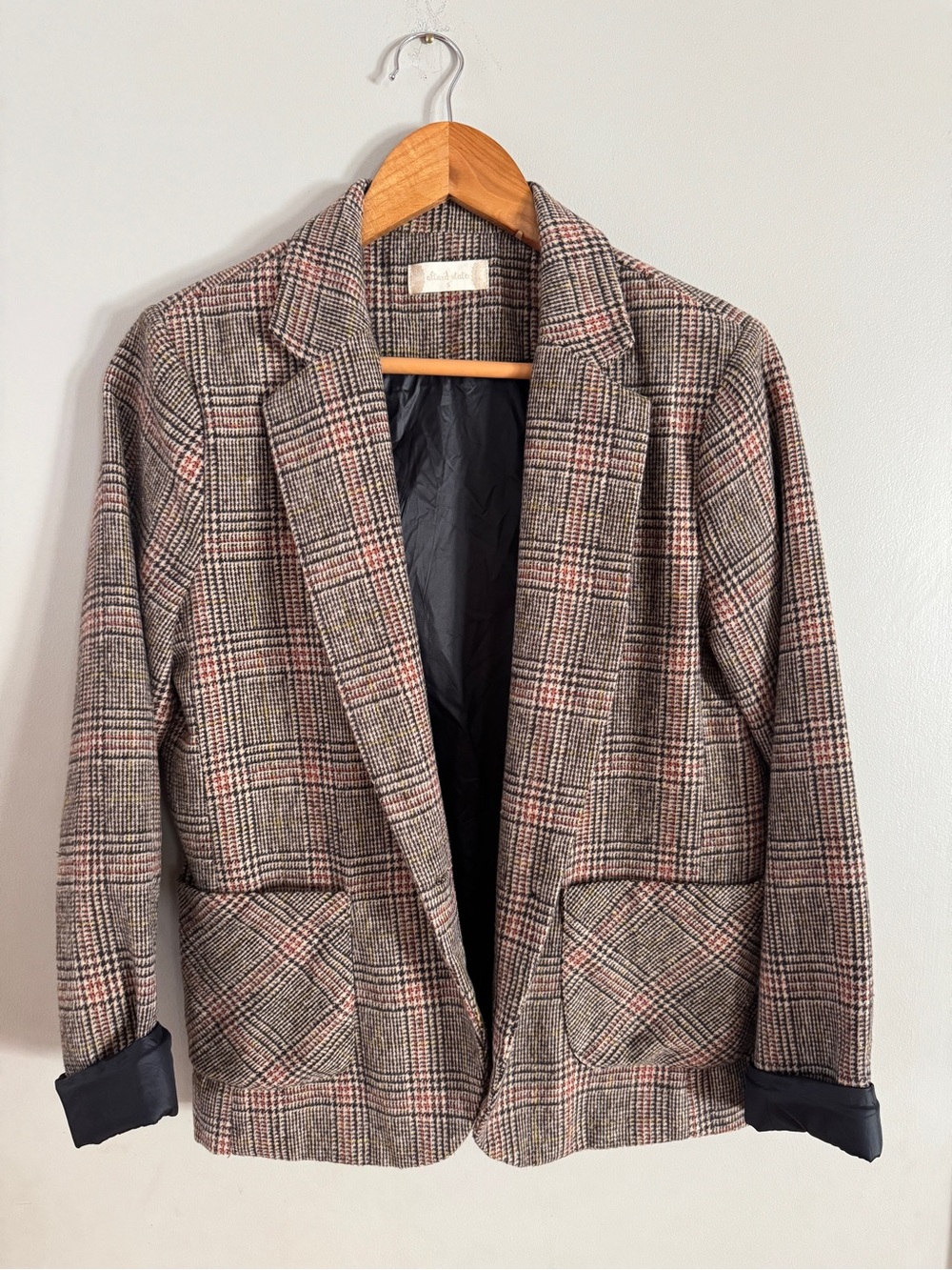 Altar'd State Plaid Blazer in Brown, Black and Pink